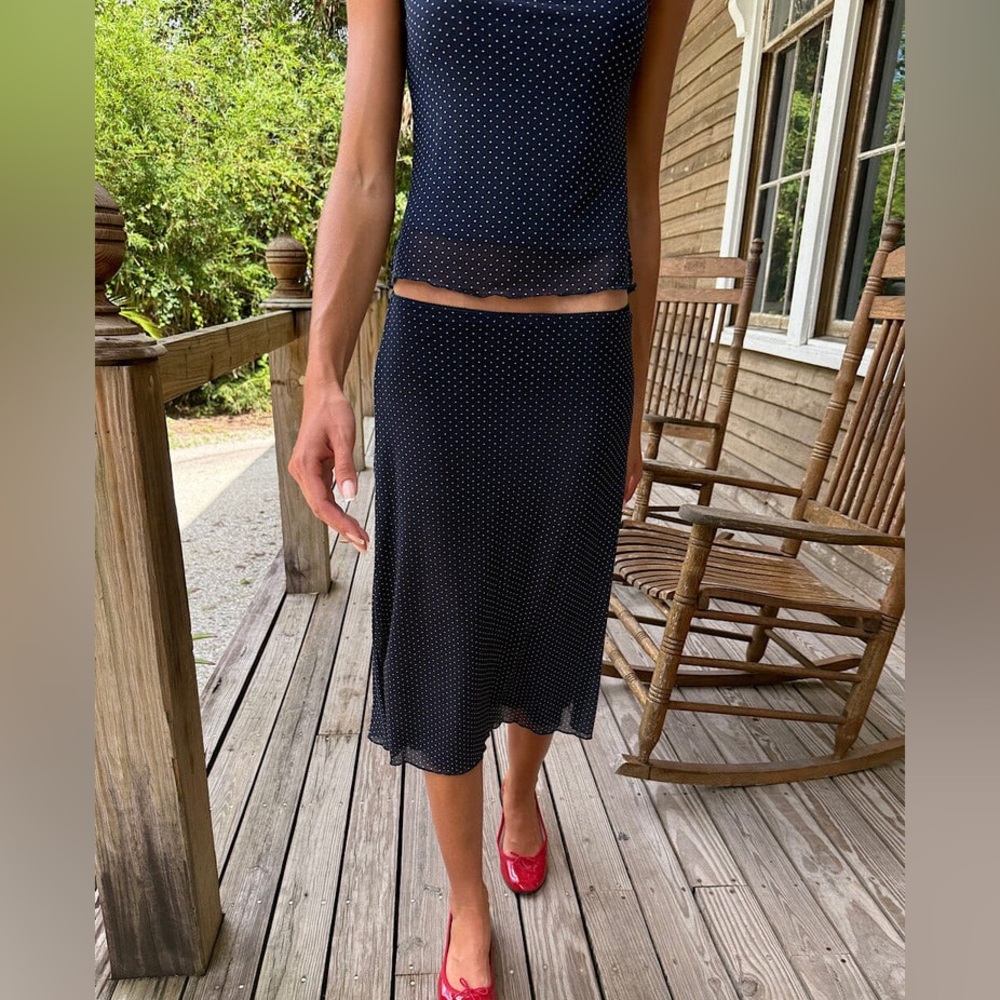 Brandy Melville SET: Kathleen polka dots top + Sephira midi skirt